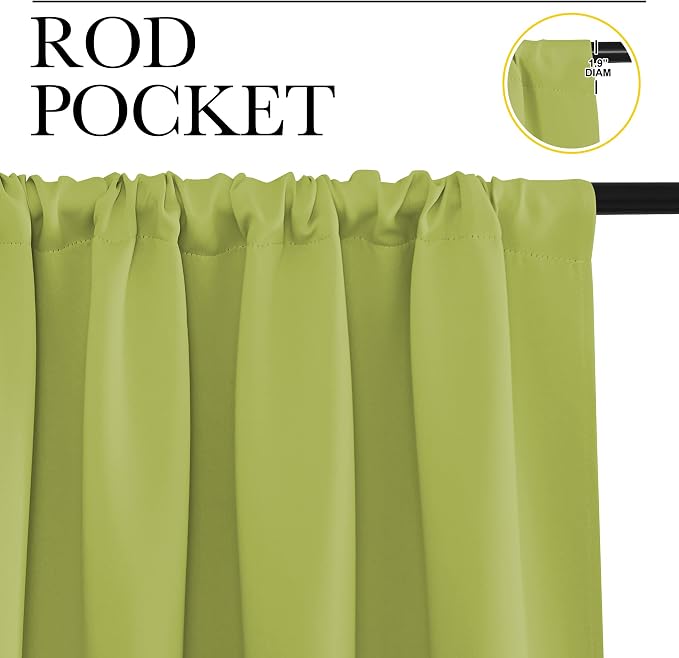 NICETOWN Blackout Curtains for Living Curtains, Fresh Green, 2 Panels, 52 by 95 - Image 2