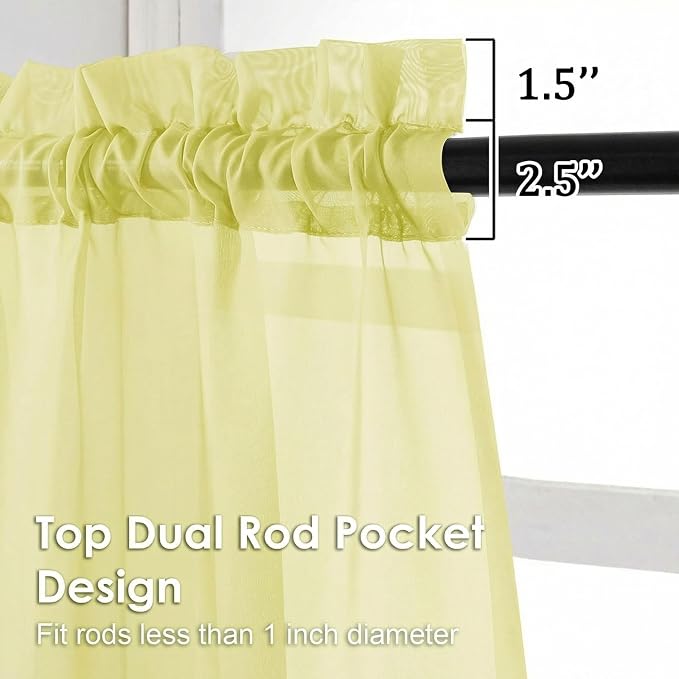 Sheer Curtains 63 inch Length 2 Panels Set - Image 3
