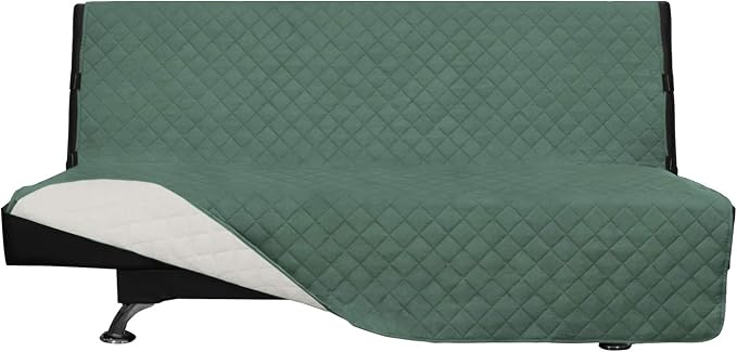Easy-Going Reversible Couch Cover, Large Futon Sofa, Cyan/Ivory | Machine by Easy-Going