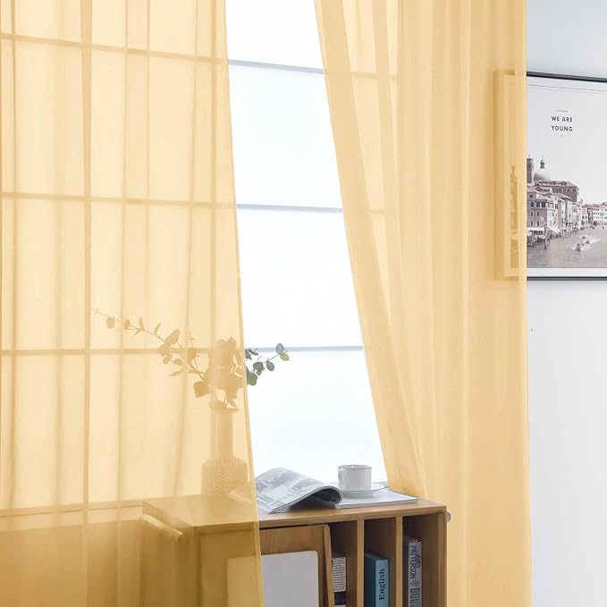 SpaceDresser Sheer Voile Window Treatment Rod Pocket Curtain Panels - Image 4