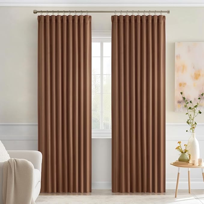 MIULEE Cappuccino Brown Back Tab Blackout Curtains 52"x90" Long 2 Panel Set | - Image 9