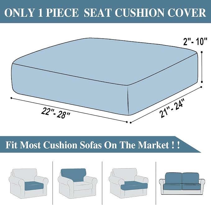 LA MEACK Couch Cushion Cover Seat Cushion Cover Stretch Armchair Cover Separate - Image 6
