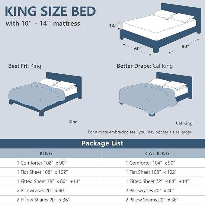 CozyLux King Size Comforter Set Blush Pink - 7 Pieces Bed in a Bag King, Luxury Soft Bed Set for All Seasons, Bedding Set with Down Alternative Comforter, Sheets, Pillowcases & Shams
