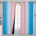 Pink and Blue Ombre Curtains for Bedroom 63 Inch Long | Room Darkening Curtains by ESTELARTEXTILER