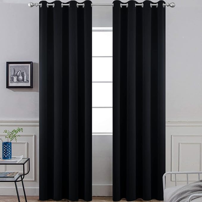 Yakamok Room Darkening Curtains 52x84 inch Length Black-Living Room | 2 panels by Yakamok