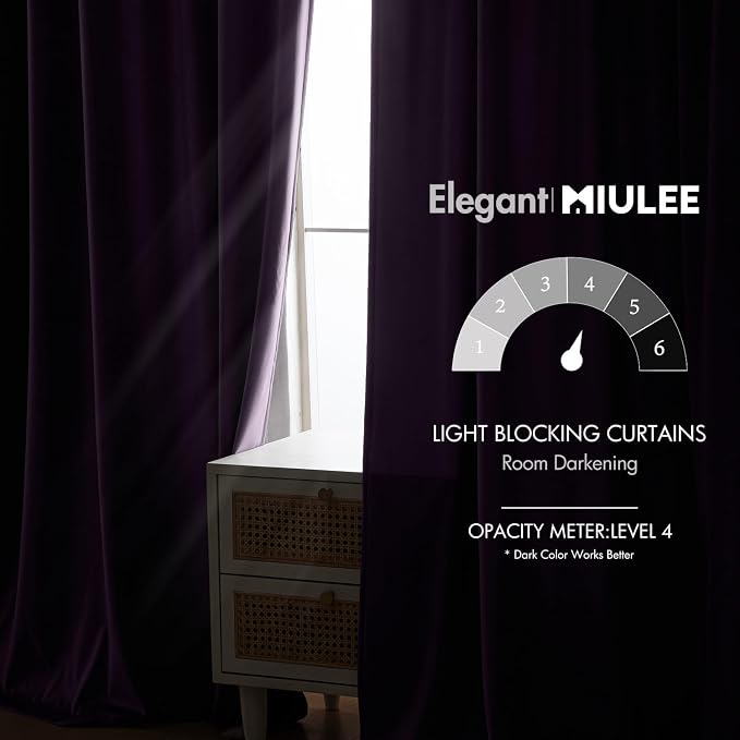 MIULEE Purple Velvet Curtains 52x90 inches Luxury Blackout Curtains | Thermal - Image 5