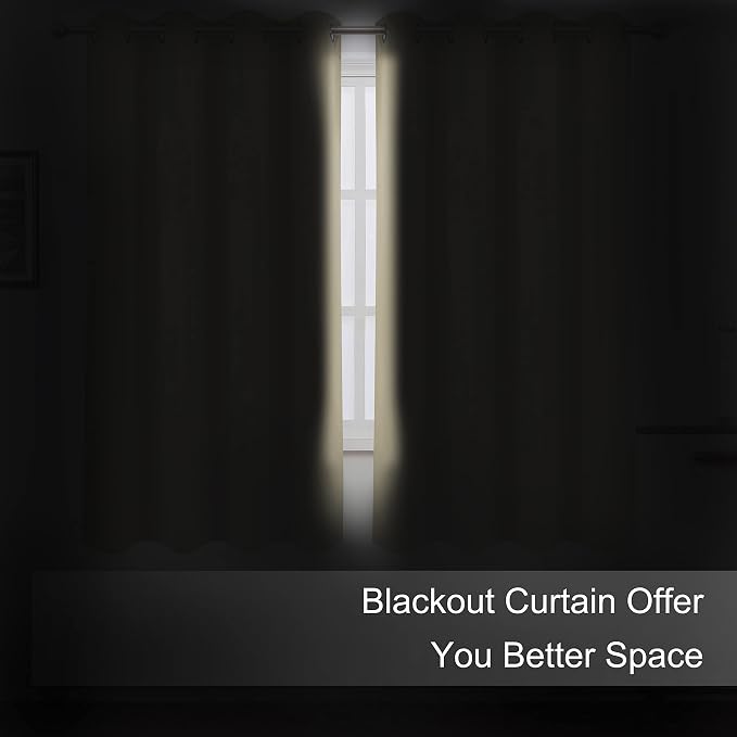 Blackout Curtains 52 x 45 inch/Beige Curtains Set of 2 Panels/Thermal Insulated - Image 3