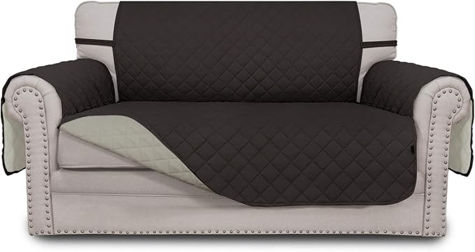 Easy-Going Reversible Couch Cover, 2 Cushion Sofa, Chocolate/Beige | Loveseat by Easy-Going