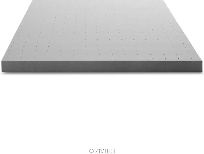 Lucid 3 Inch Ventilated Bamboo Charcoal Memory Foam Mattress Topper, CertiPUR-US Certified, Moisture and Odor Control-King