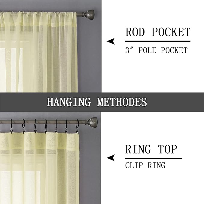 Tollpiz Short Sheer Curtain Linen Textured Living Room Curtains Sheer Light - Image 5