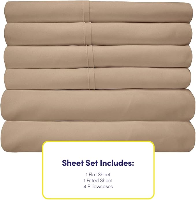 Cal King Size Bed Sheets - 6 Piece 1500 Supreme Collection Fine Brushed Microfiber Deep Pocket California King Sheet Set Bedding - 2 Extra Pillow Cases, Great Value, California King, Taupe