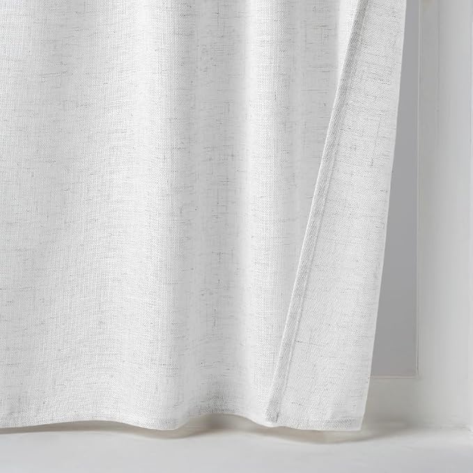 MIULEE Bleached Linen Kitchen Curtain 36 Inch Length 2 Panels Farmhouse | - Image 7