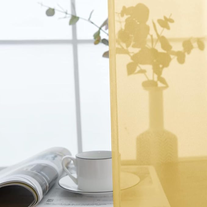 SpaceDresser Basic Rod Pocket Sheer Voile Window Curtain Panels Gold 1 Pair 2 - Image 7