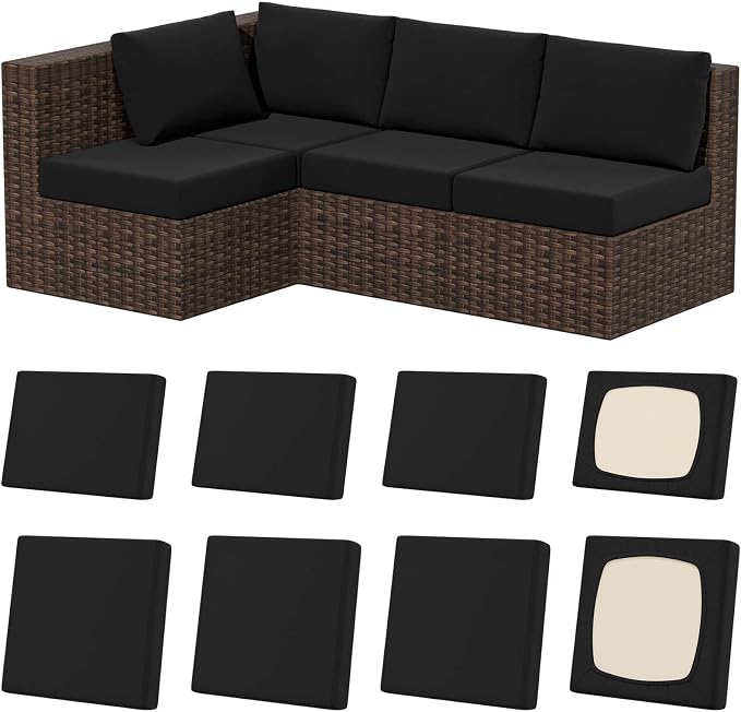 8Pcs Outdoor Cushion Covers, Stretch Patio Furniture Couch Chair Slipcovers | by VORSHAPE