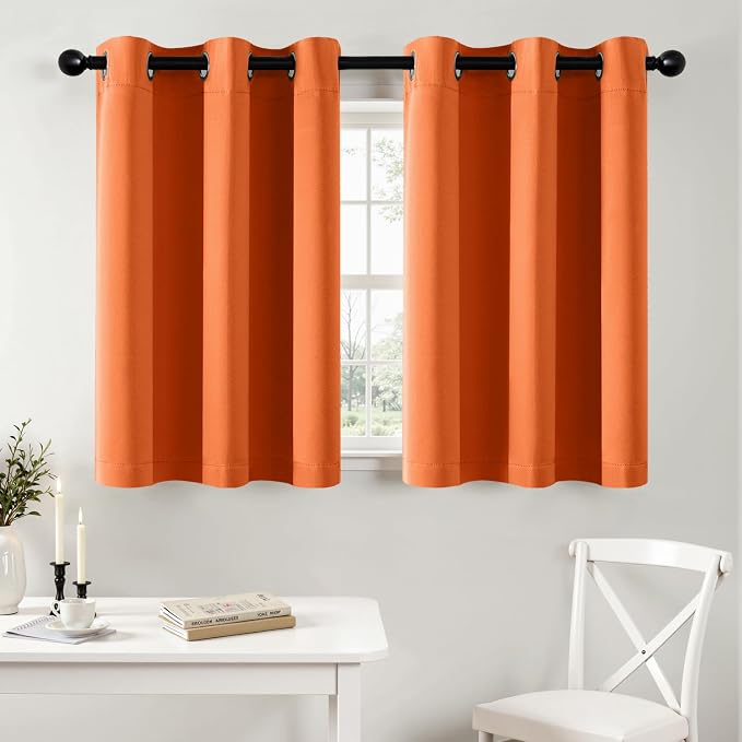 MIULEE Fall Blackout Curtains for Bedroom 2 Panels 40 x 36 Inch Long Orange | by MIULEE