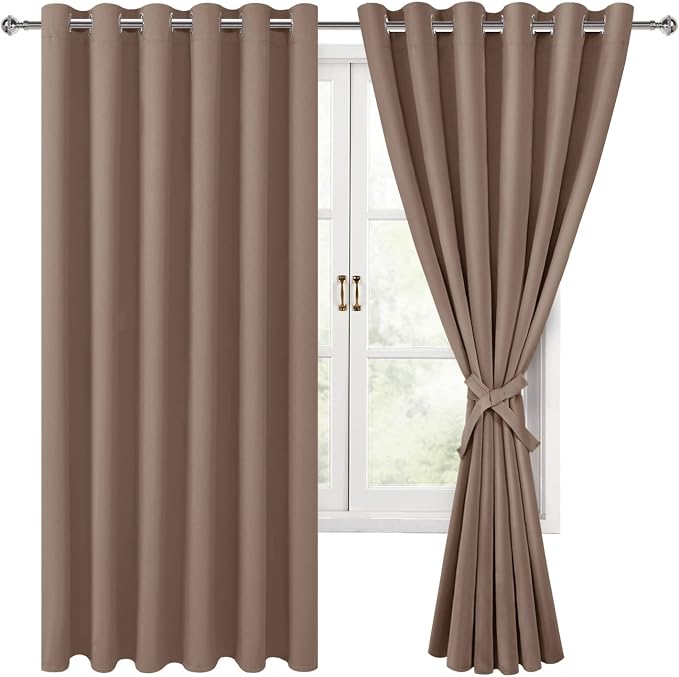 Blackout Curtains for Bedroom, Cappuccino, 70 x 63 Inches, 2 Panels | Thermal by Hiasan