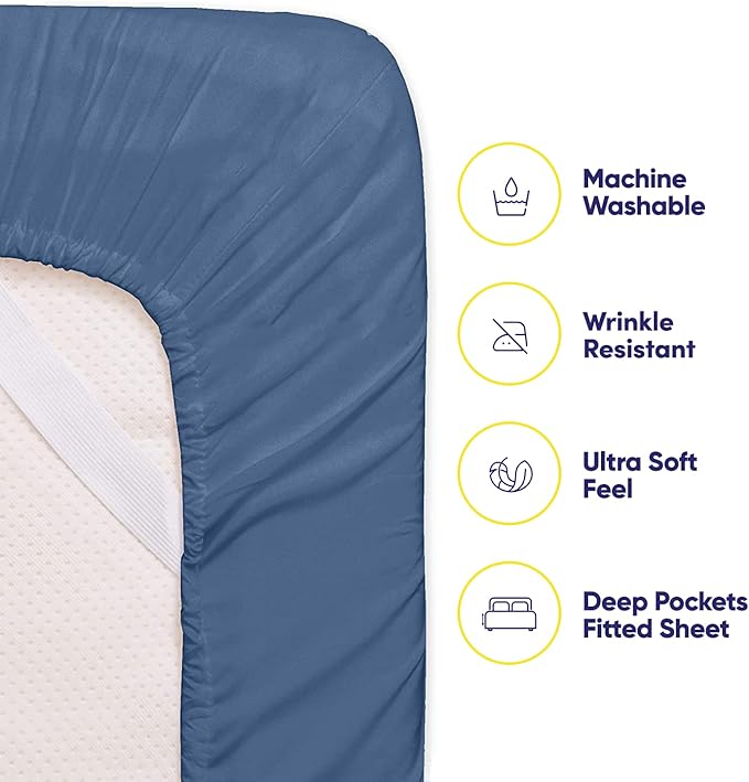 Full Size Bed Sheets - 6 Piece 1500 Supreme Collection Fine Brushed Microfiber Deep Pocket Full Sheet Set Bedding - 2 Extra Pillow Cases, Great Value, Full, Denim