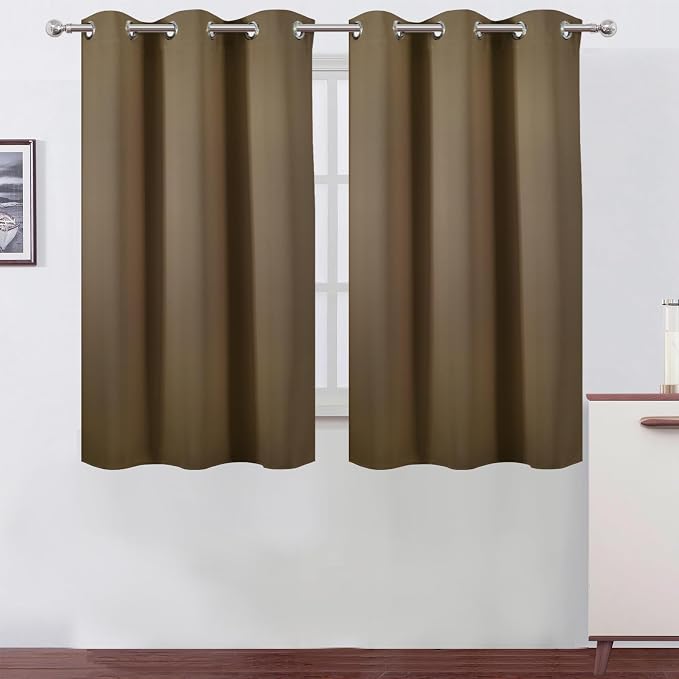 Brown Blackout Curtains 42 x 54 Inch Length Set of 2 Panels Grommet Bedroom by Lemomo