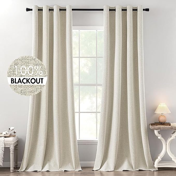 MIULEE 100% Blackout Linen Curtains by MIULEE