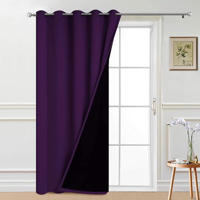 Yakamok Purple 100% Blackout Patio Door Curtain Panels W70 x L84, 1 Panel | by Yakamok