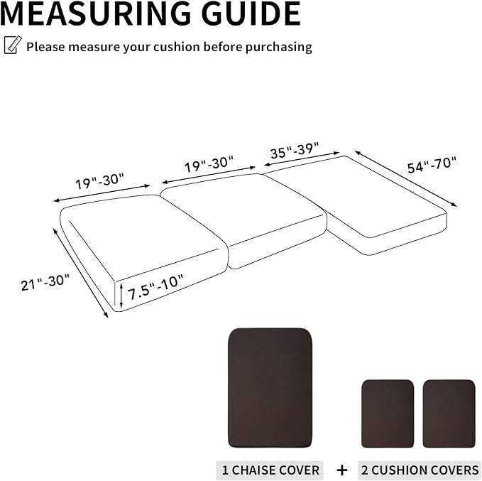 Easy-Going Stretch 3 Pieces Couch Cushion Covers - Image 2