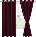 Blackout Curtains for Bedroom 52 x 63 Inch Length Burgundy 2 Panels | Thermal by Hiasan