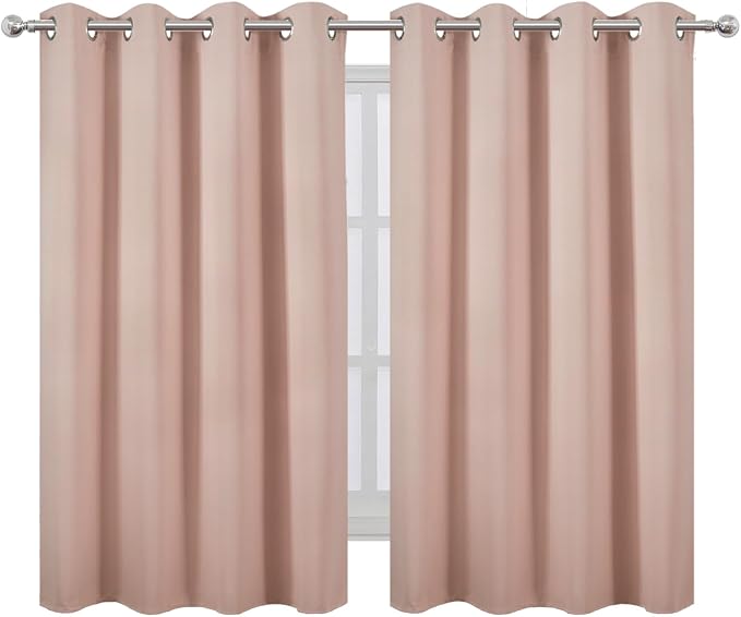 Blush Thermal Blackout Curtains/52 x 54 Inch/Set of 2 Panels Room Darkening - Image 2
