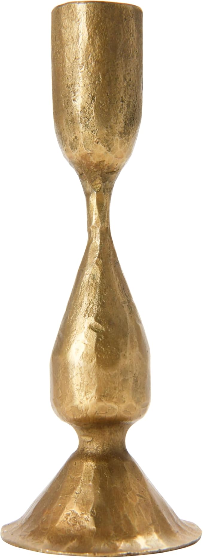 Creative Co-Op Round Hand-Forged Metal Taper Holder, Antique Brass Finish
