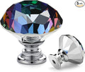 Ravinte 5 Pack Colorful Crystal Knobs for Dresser Drawers Glass Cabinet Knobs Diamond Shaped Drawer Knobs - 30 mm Knobs with Black Base