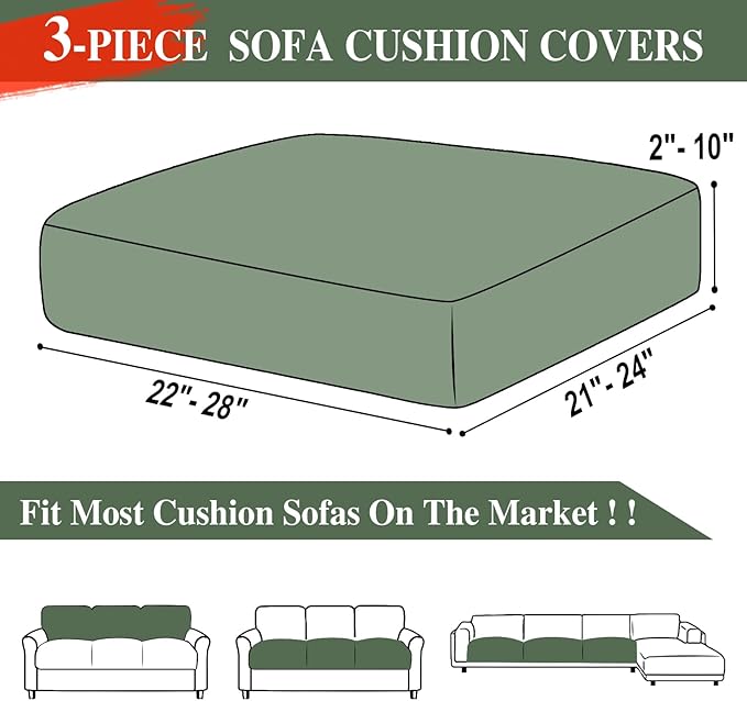 LA MEACK Couch Cushion Covers Seat Cushion Cover Stretch Couch Cover Separate - Image 6