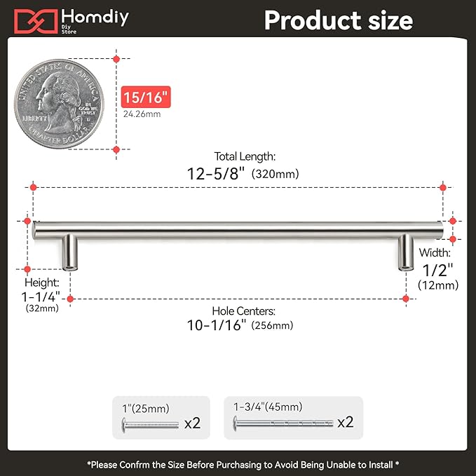 homdiy 30Pack 7-1/2in Hole Centers Zinc Alloy Kitchen Cabinet Handle - HD201SN Drawer Pulls Mordern Cabinet Handles for Bathroom Wardrobe Cabinet Hardware