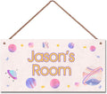Personalized Universe Sign, Outer Space Theme Wall Art Decor Custom Name Door Plate for Kids Room Nursery Planet Stars Door Art Décor For Girls Boys Room Little Man Cave