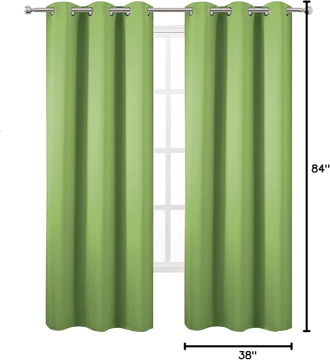 Light Green Thermal Blackout Curtains/38 x 84 Inch/Set of 2 Panels Room - Image 9