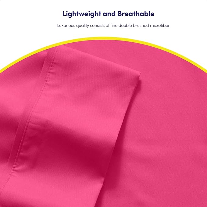 Twin XL Size Bed Sheets - 4 Piece 1500 Supreme Collection Fine Brushed Microfiber Deep Pocket Twin X-Large Sheet Set Bedding - 1 EXTRA PILLOW CASES, GREAT VALUE, Twin XL, Fuschia