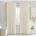 MIULEE Beige White Back Tab Blackout Curtains 52x90 Inch Long 2 Panels Set | by MIULEE