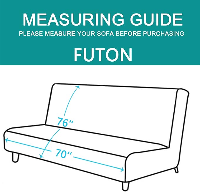 U-NICE HOME Futon Sofa Covers 68''Armless Couch Cover, Pet Friendly, Elastic - Image 4