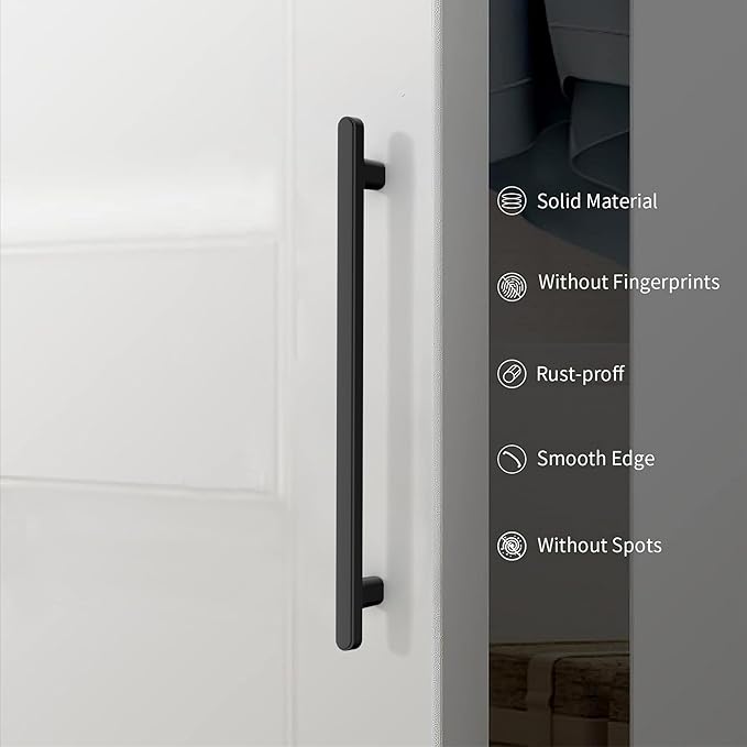 10 Pack 5 Inch(128mm) Kitchen Cabinet Handles Matte Black Cabinet Pulls Kitchen Cabinet Hardware Drawer Pulls for Cupboard Wardrobe