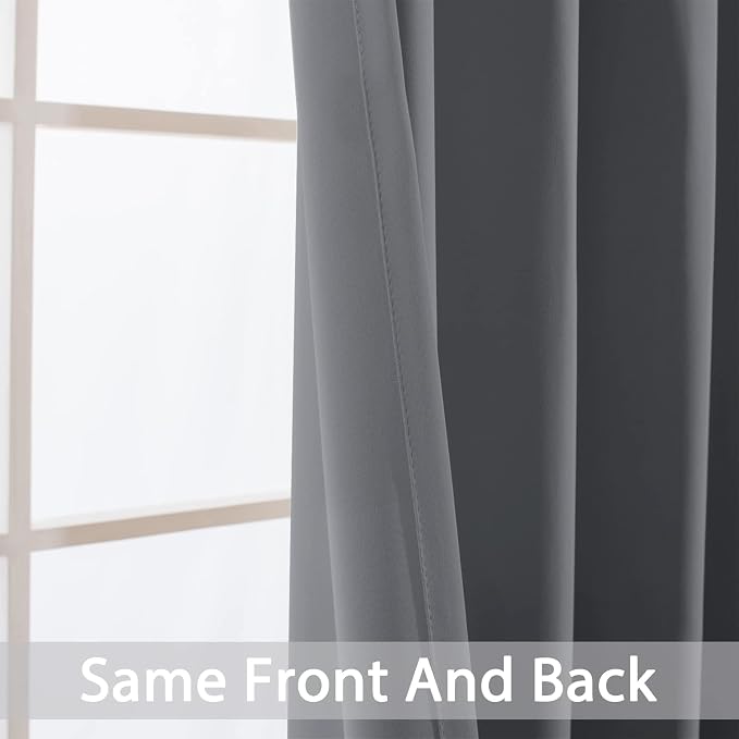 Yakamok Grey Room Darkening Curtains 42x72 inch Gray Grommet-Living Room | 2 - Image 6