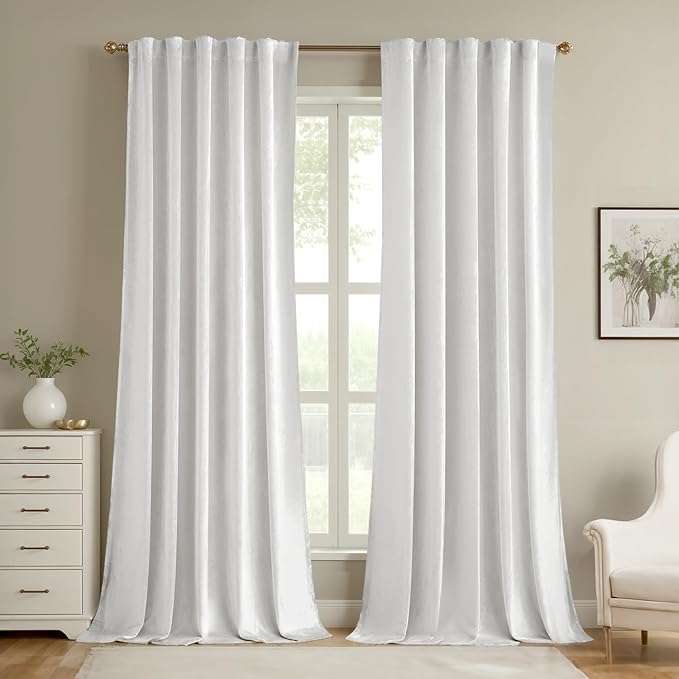 MIULEE White Velvet Curtains 52x90 inches Luxury Room Darkening Curtains | by MIULEE