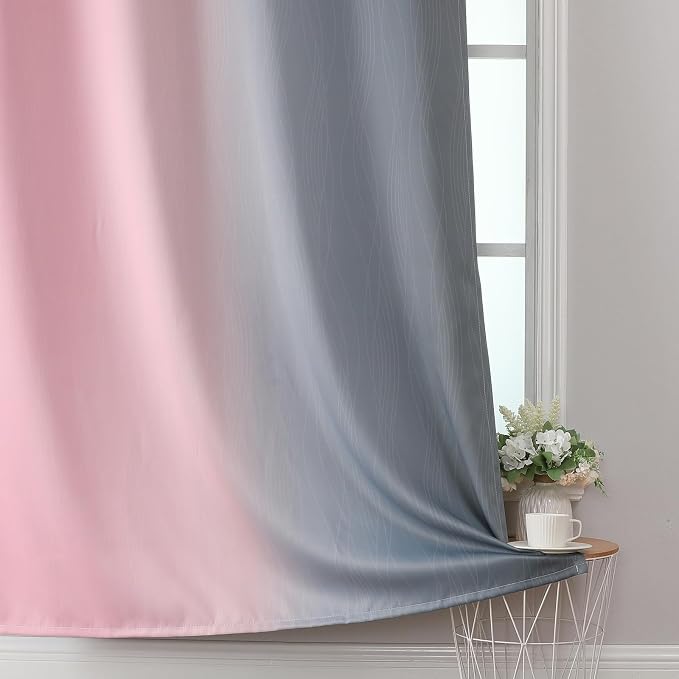 Pink and Grey Ombre Blackout Curtains - Image 6