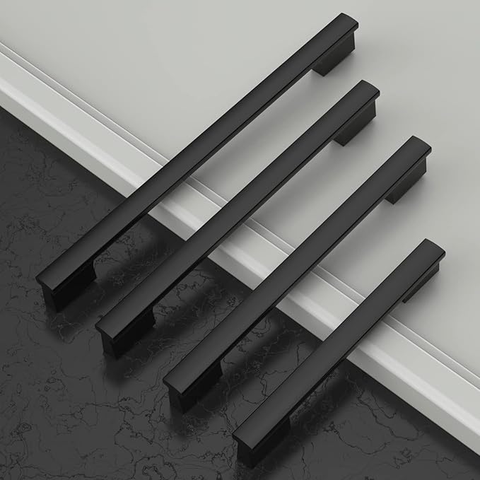 Asidrama 20 Pack 10 Inch(254mm) Matte Black Kitchen Cabinet Handles, Cabinet Pulls Kitchen Cabinet Hardware for Cupboard Drawer Pulls
