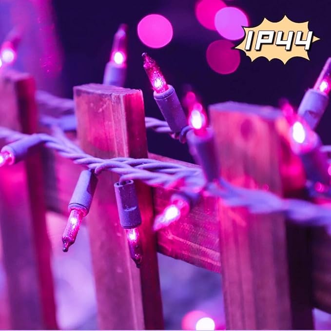 LAMPHOME Super-Bright Extendable Purple Halloween Decoration 100 Lights 19.6ft UL Certified Mini Bulb String Lights Set for Outdoor Halloween Home Christmas Tree Garden Holiday Party Patio Decor