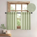 MIULEE Sage Green Kitchen Curtain 36 Inch Length 2 Panels Farmhouse | Textured by MIULEE