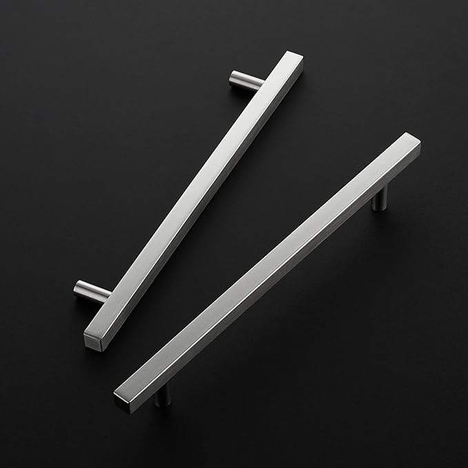 Ravinte Brushed Nickel Cabinet Handles 20 Pack 7-1/2 inch Satin Nickel Square Cabinet Pulls Silver Hardware for Kitchen Cabinets 10 inch Overall Length Stainless Steel Drawer Pulls