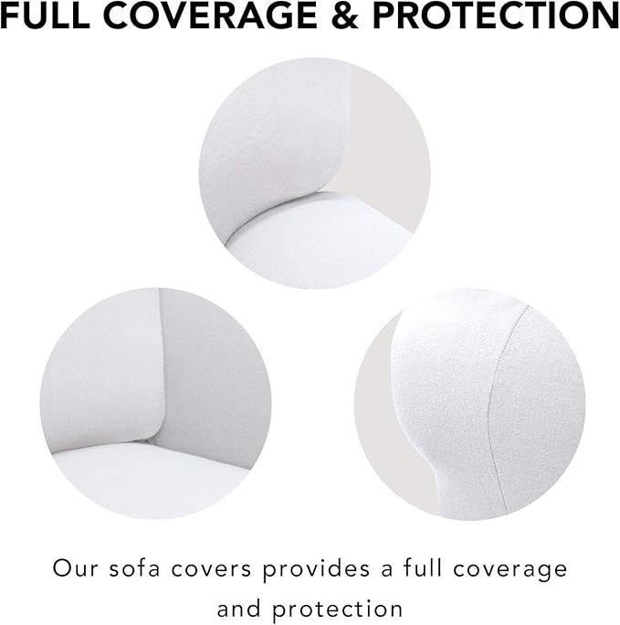 PureFit Stretch Oversized Couch Covers Fleece Sofa Slipcovers White | 1-Piece - Image 3