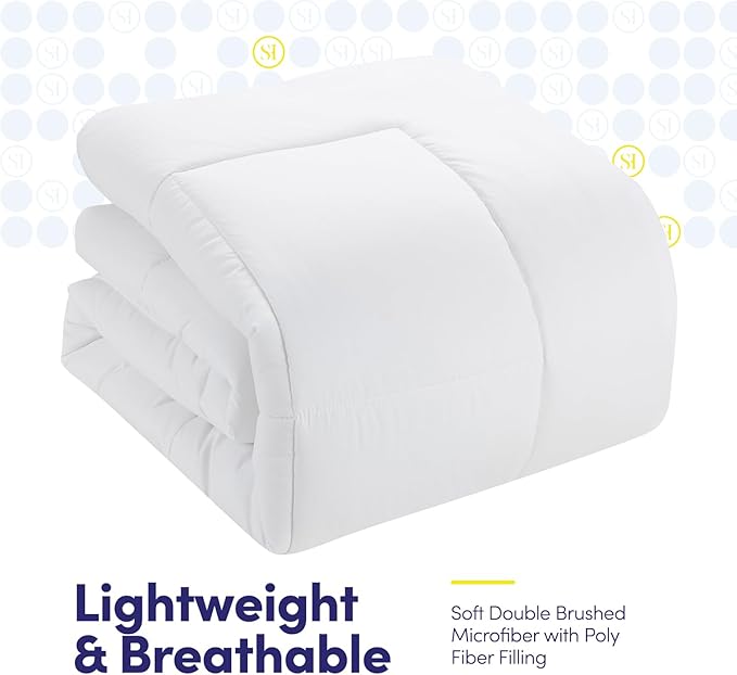California King Comforter Set - Soft & Breathable 7-Piece Bedding Collection - 1 Comforter, 1 Fitted Sheet, 1 Flat, 4 Pillowcases - Deep Pocket - Premium Quality - Ideal for All Seasons, White