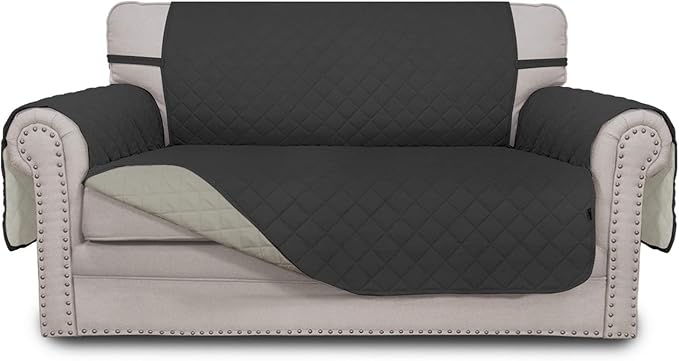 Easy-Going Reversible Couch Cover, 2 Cushion Sofa, Darkgray/Beige | Machine by Easy-Going