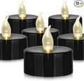 Battery Operated LED Tea Lights: 12PACK Flameless Votive Candles Lamp Realistic and Bright Flickering Holiday Gift Long Lasting 200Hours for Seasonal & Festival Celebration Black