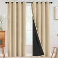 SimpleHome Beige 100% Blackout Curtains Room Darkening Living Room 84 Inch | by SimpleHome