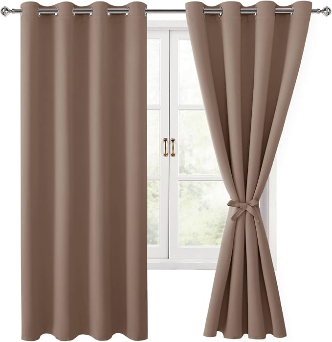Blackout Curtains for Bedroom, 52 x 63 Inches Length, Cappuccino | Thermal by Hiasan